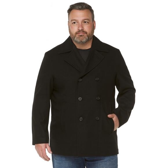 Nordstrom Men's Wool Blend Double-Breasted Peacoat - Navy, Size XL, NWOT - Picture 1 of 10